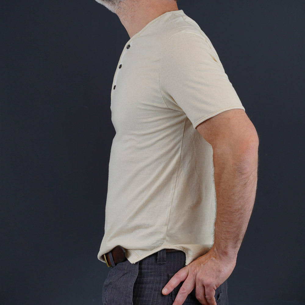SUPIMA COTTON EDGE PIPING CLASSIC HENLEY - Old Ivory LRH1040