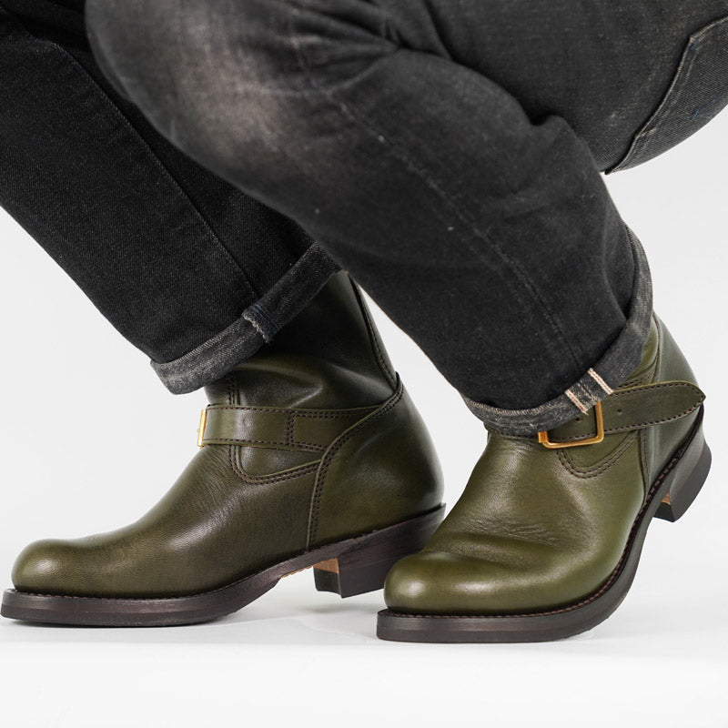 Y'2 EB-01 Engineer Boots - Olive Eco Horse