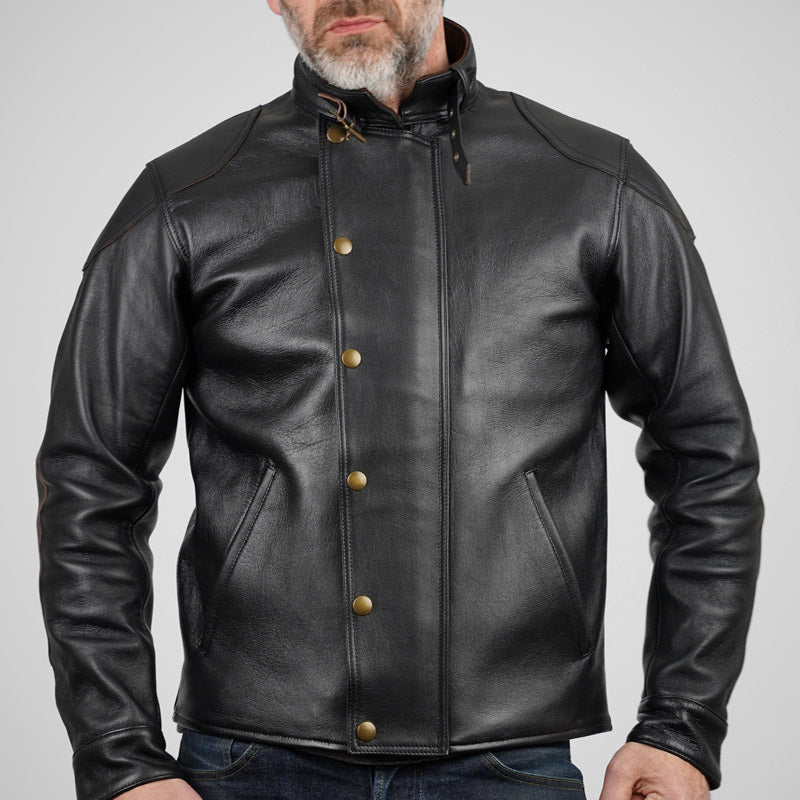 Addict Clothes Japan Ulster Black Sheepskin Leather Jacket