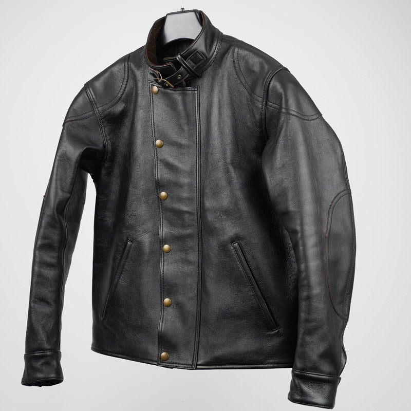 Addict Clothes Japan Ulster Black Sheepskin Leather Jacket