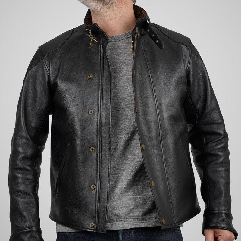 Addict Clothes Japan Ulster Black Sheepskin Leather Jacket