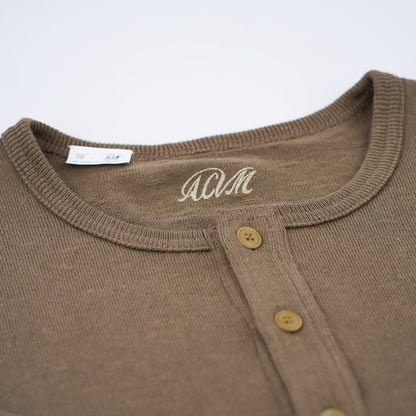 Addict Clothes ACVM Long Sleeve Henry Henley - Army Green