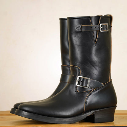 Addict Narrow Engineer Boots AB-01HB-CL - Black Horsehide