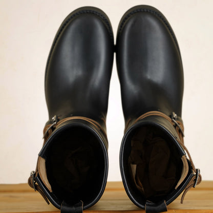 Addict Narrow Engineer Boots AB-01HB-CL - Black Horsehide