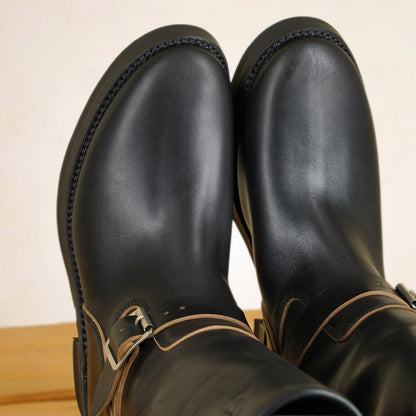 Addict Narrow Engineer Boots AB-01HB-CL - Black Horsehide