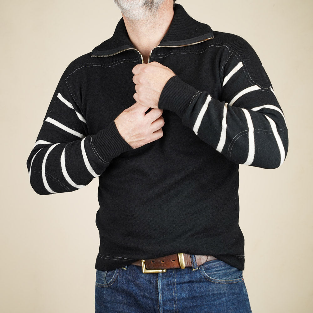 Wearmasters Lot 582 Turtle Zip Sweater - Black