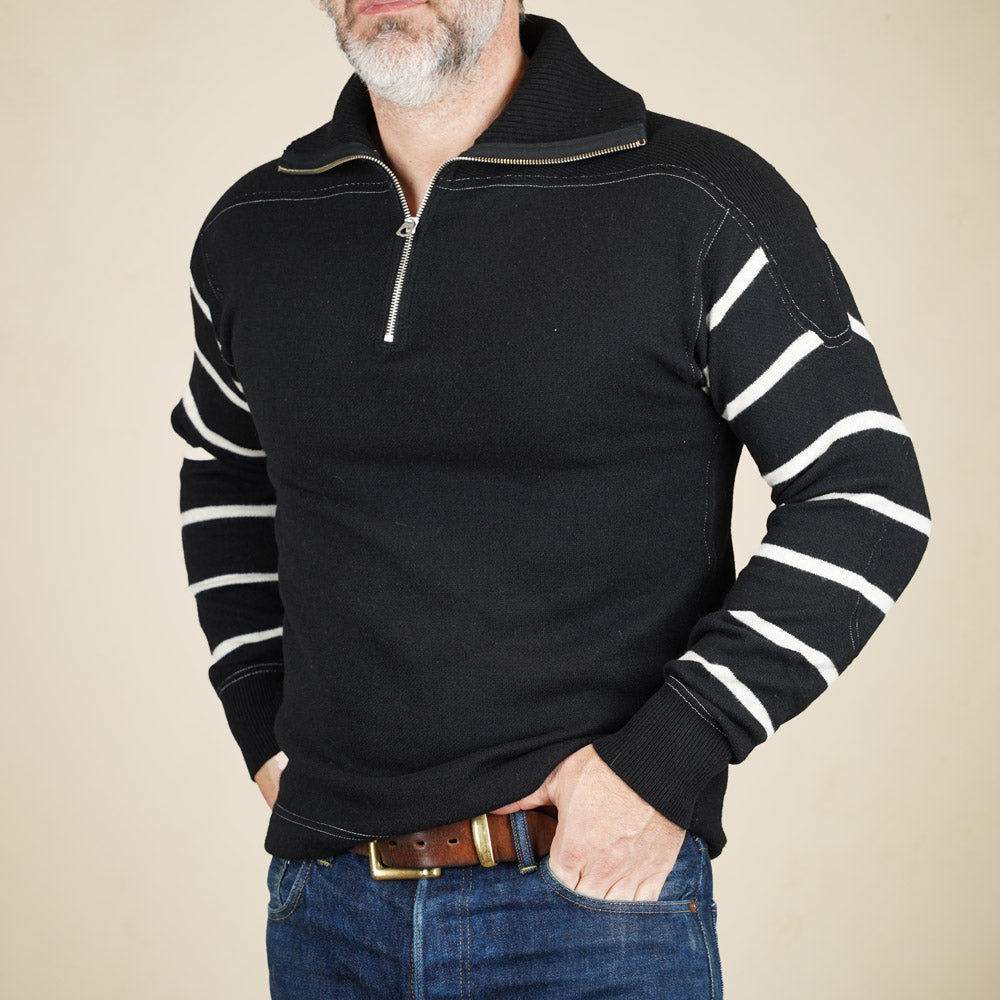 Wearmasters Lot 582 Turtle Zip Sweater - Black