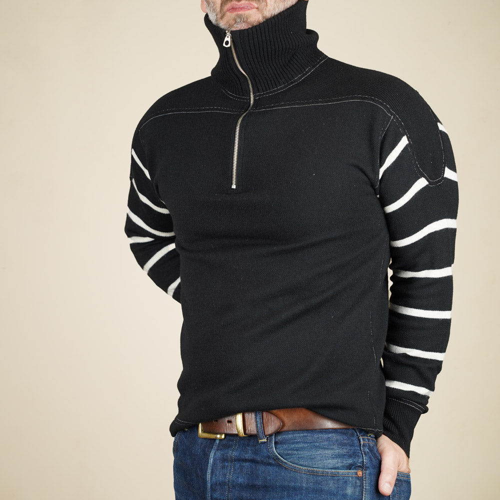 Wearmasters Lot 582 Turtle Zip Sweater - Black