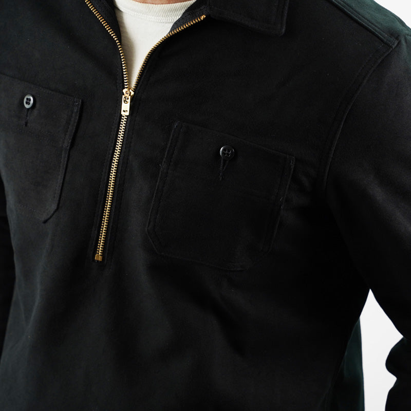 Dehen 1920 1/4 Zip Shirt Moleskin Black