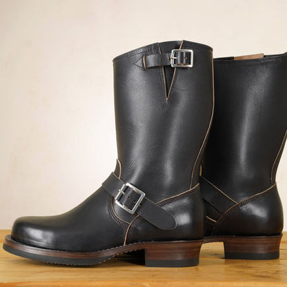 Double Helix Detonator 702 Engineer Boots - Black Horsebutt strip leather