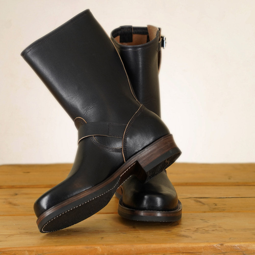 Double Helix Detonator 702 Engineer Boots - Black Horsebutt strip leather