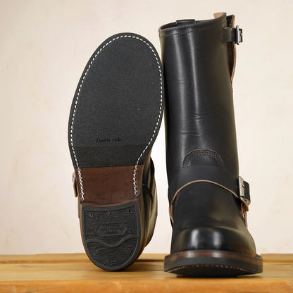 Double Helix Detonator 702 Engineer Boots - Black Horsebutt strip leather