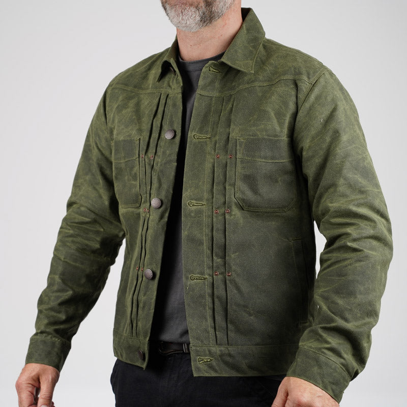 Freenote Cloth Riders Jacket Waxed Canvas Olive