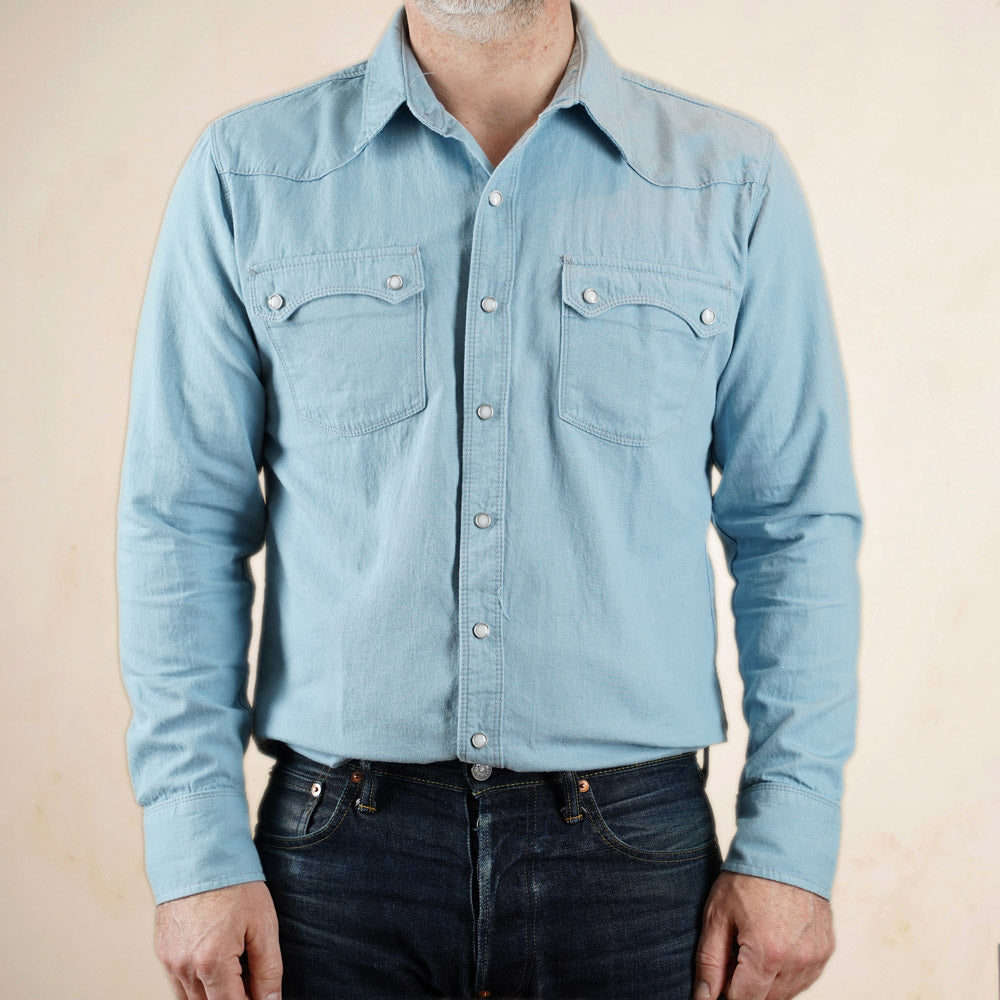 Freenote Cloth Modern Western Shirt - Clear Blue Chambray