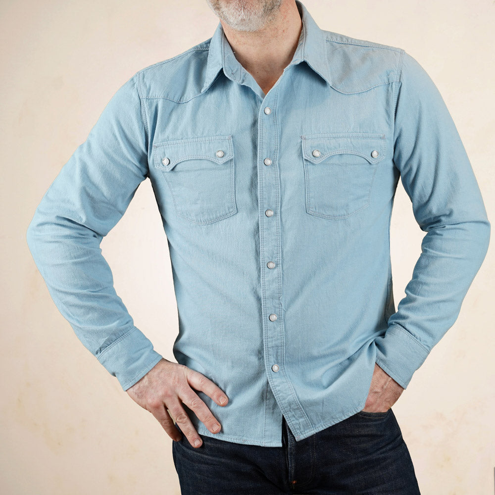 Freenote Cloth Modern Western Shirt - Clear Blue Chambray