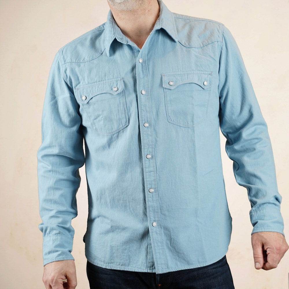 Freenote Cloth Modern Western Shirt - Clear Blue Chambray