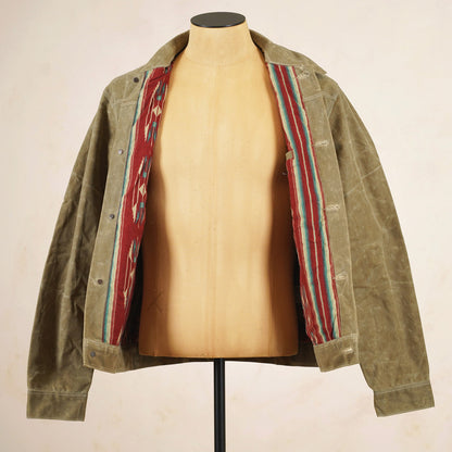 Freenote Cloth RJ-1 Riders Jacket (Red lining) - Tobacco Waxed Canvas