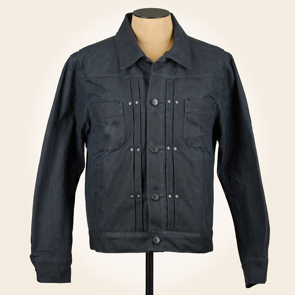 Freenote Cloth RJ-1 Riders Jacket - Heavy Black Canvas & Alpaca