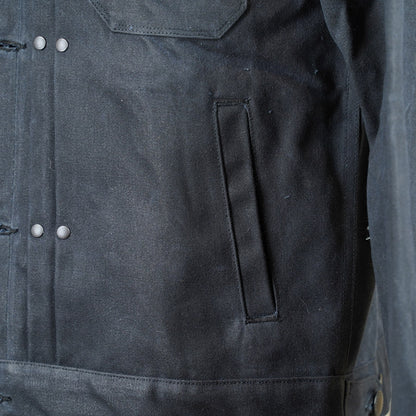 Freenote Cloth RJ-1 Riders Jacket - Heavy Black Canvas & Alpaca