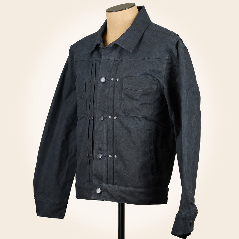 Freenote Cloth RJ-1 Riders Jacket - Heavy Black Canvas & Alpaca