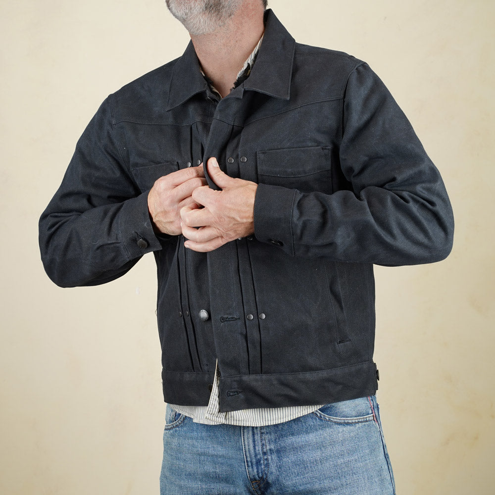 Freenote Cloth RJ-1 Riders Jacket - Heavy Black Canvas & Alpaca