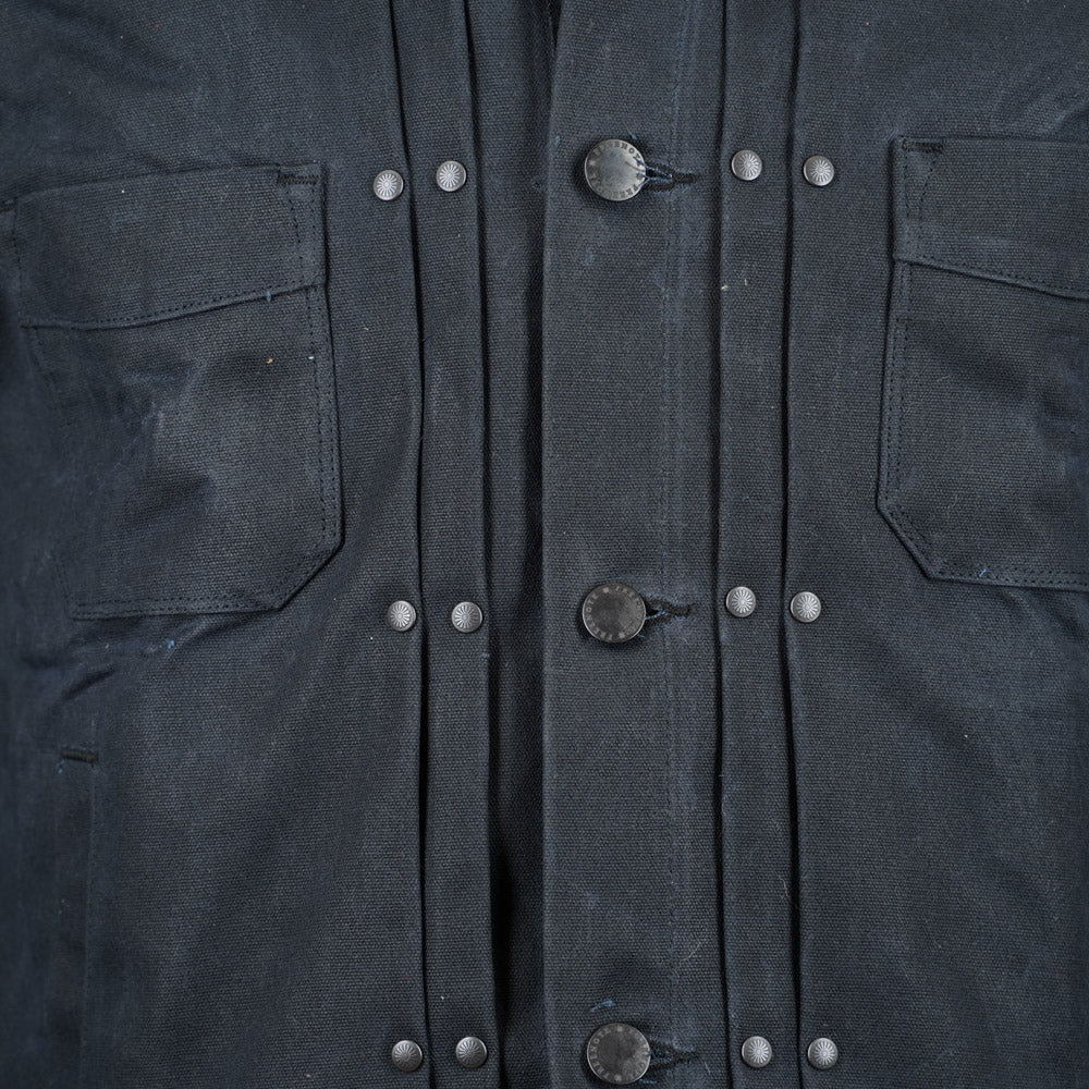 Freenote Cloth RJ-1 Riders Jacket - Heavy Black Canvas & Alpaca