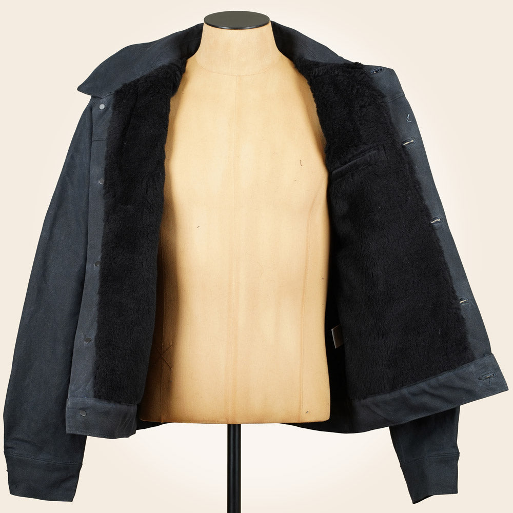 Freenote Cloth RJ-1 Riders Jacket - Heavy Black Canvas & Alpaca