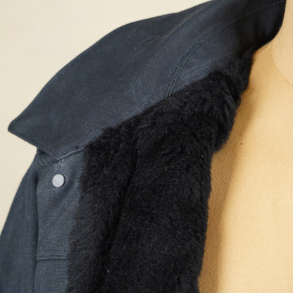 Freenote Cloth RJ-1 Riders Jacket - Heavy Black Canvas & Alpaca