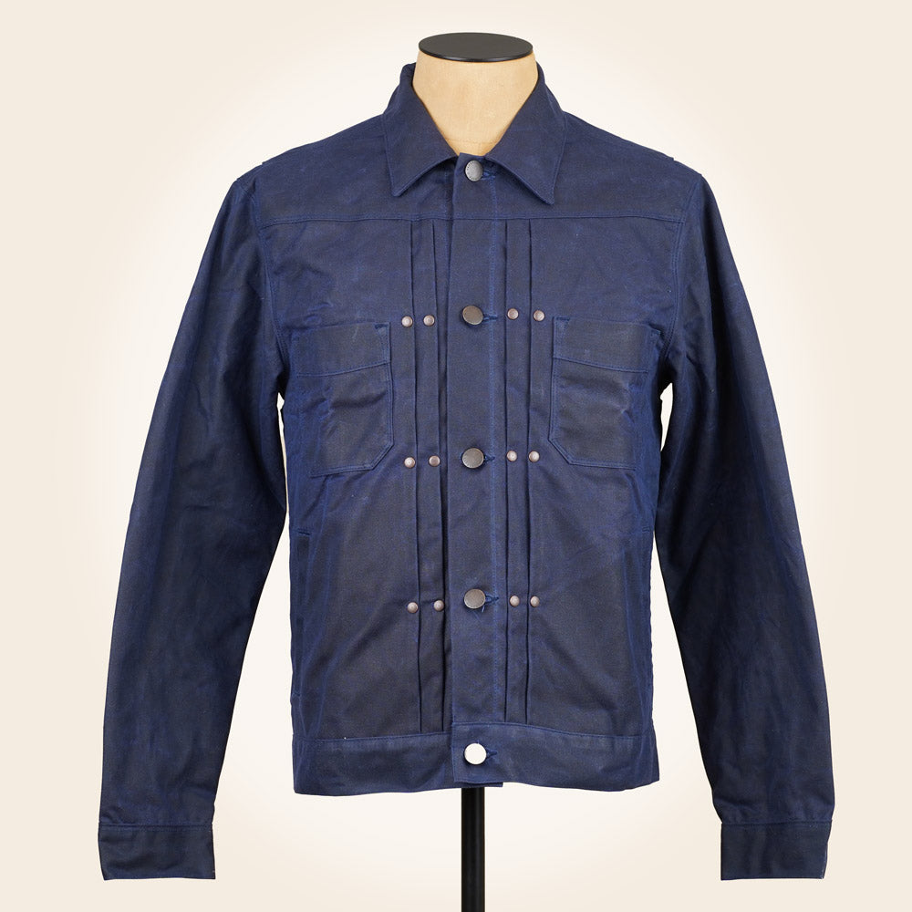 Freenote Cloth RJ-1 Riders Jacket - Navy Waxed Canvas