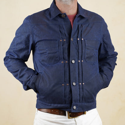 Freenote Cloth RJ-1 Riders Jacket - Navy Waxed Canvas