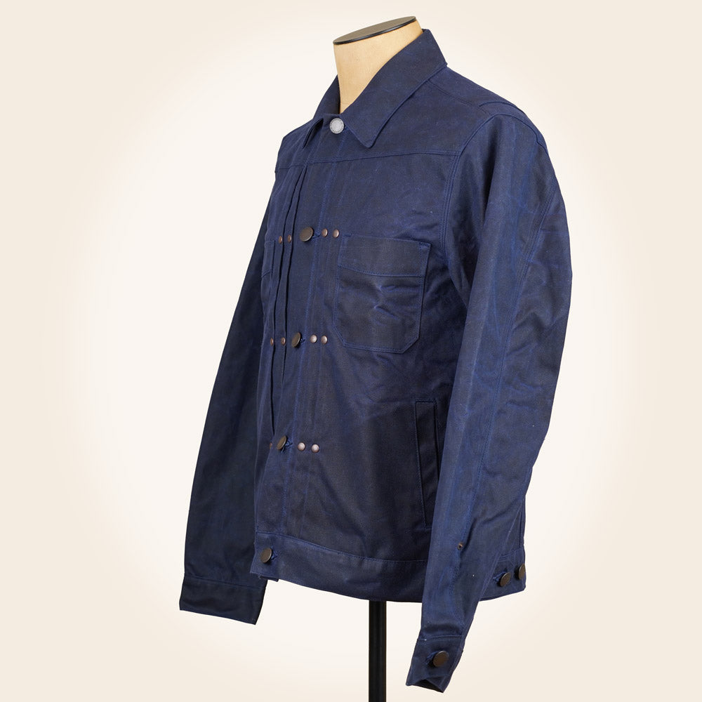 Freenote Cloth RJ-1 Riders Jacket - Navy Waxed Canvas