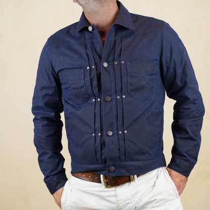 Freenote Cloth RJ-1 Riders Jacket - Navy Waxed Canvas