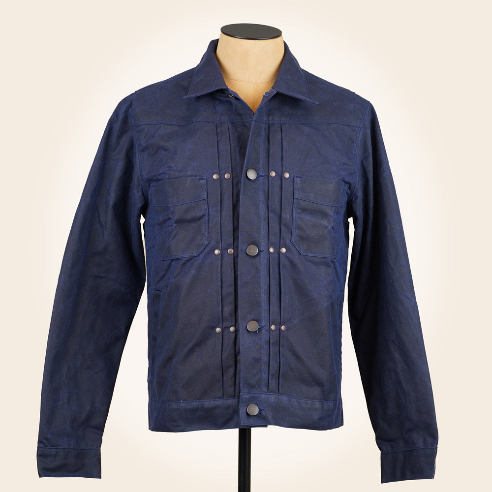 Freenote Cloth RJ-1 Riders Jacket - Navy Waxed Canvas