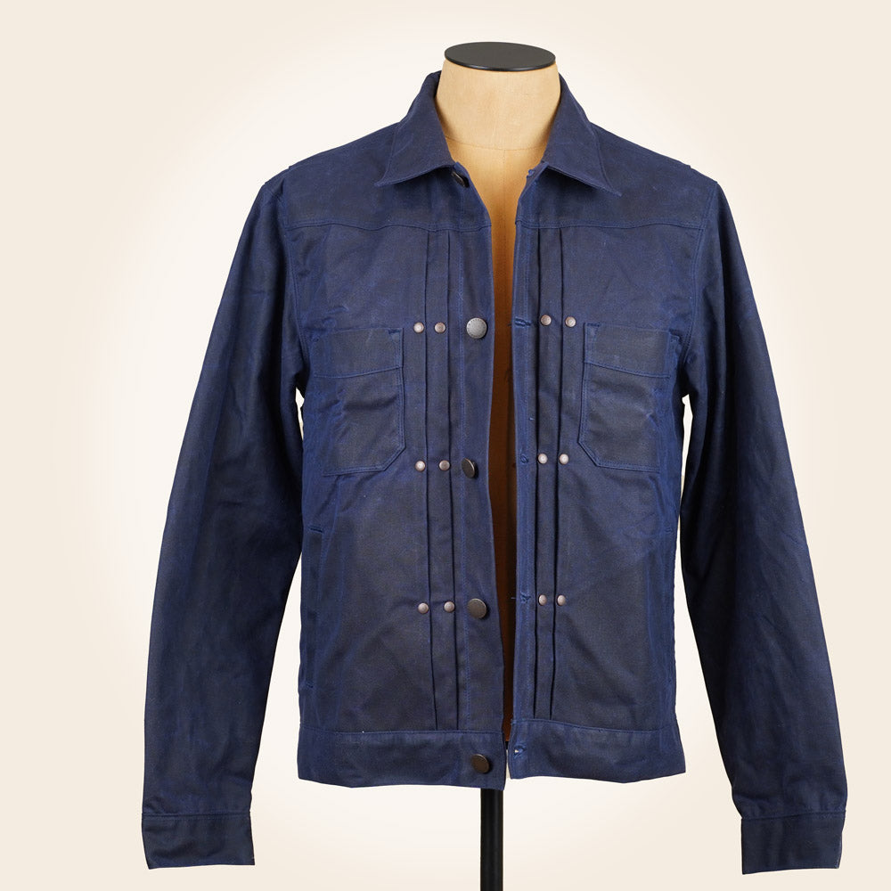 Freenote Cloth RJ-1 Riders Jacket - Navy Waxed Canvas