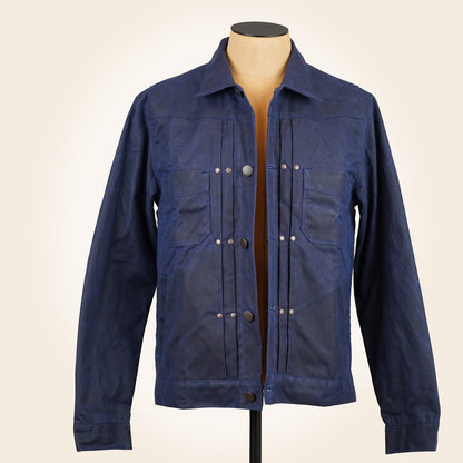 Freenote Cloth RJ-1 Riders Jacket - Navy Waxed Canvas