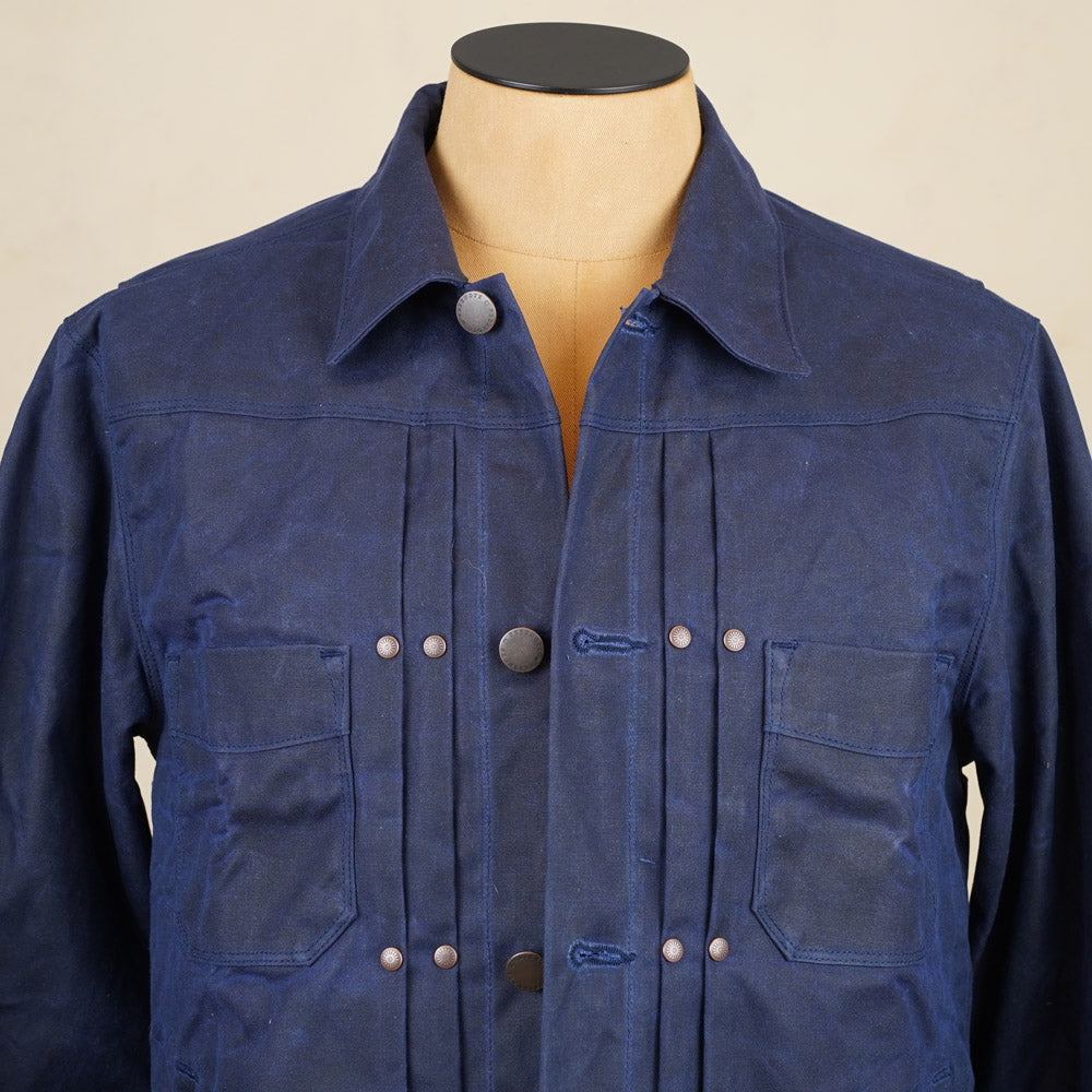 Freenote Cloth RJ-1 Riders Jacket - Navy Waxed Canvas