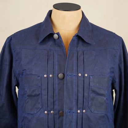 Freenote Cloth RJ-1 Riders Jacket - Navy Waxed Canvas
