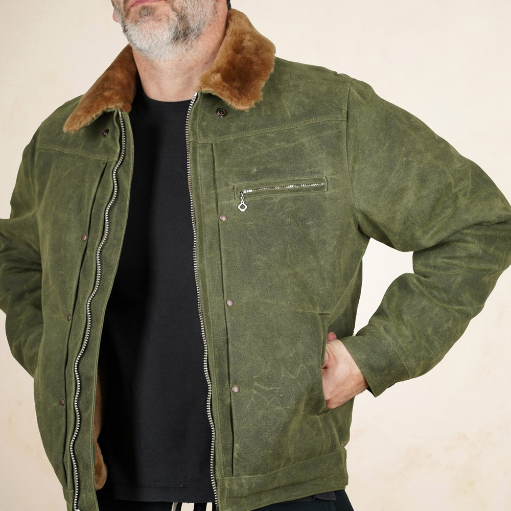 Freenote Cloth RJ-2 Jacket - 20z Waxed Canvas - Olive