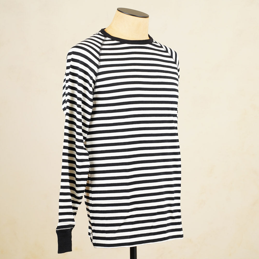 Heimat Raglan Merino Long Sleeve – Stripe Schwarz/ Seashell