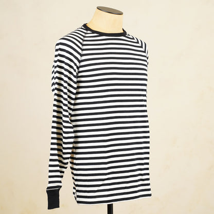 Heimat Raglan Merino Long Sleeve – Stripe Schwarz/ Seashell