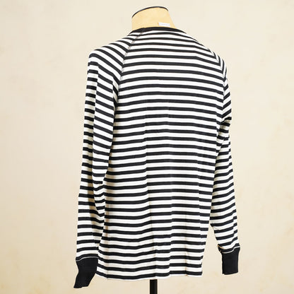 Heimat Raglan Merino Long Sleeve – Stripe Schwarz/ Seashell