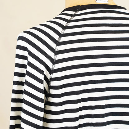 Heimat Raglan Merino Long Sleeve – Stripe Schwarz/ Seashell