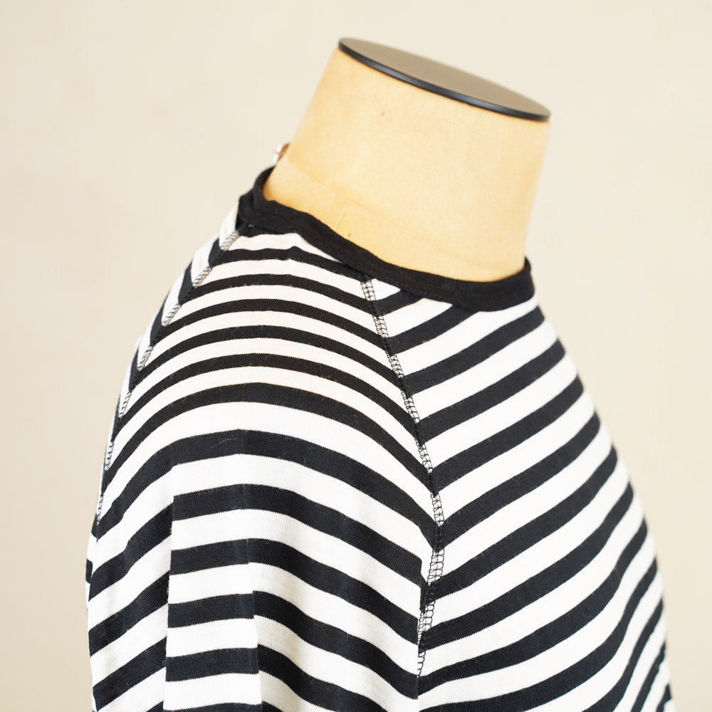 Heimat Raglan Merino Long Sleeve – Stripe Schwarz/ Seashell