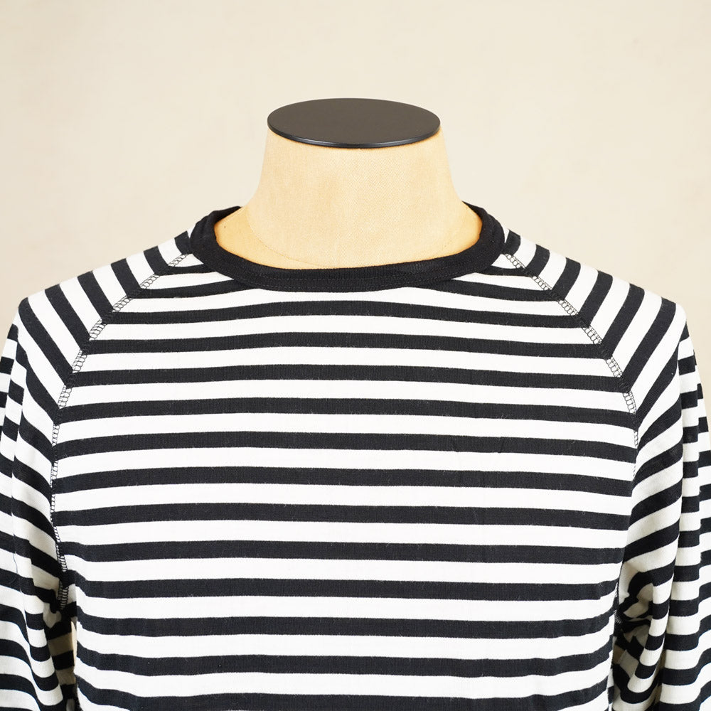 Heimat Raglan Merino Long Sleeve – Stripe Schwarz/ Seashell