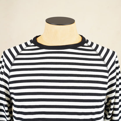 Heimat Raglan Merino Long Sleeve – Stripe Schwarz/ Seashell