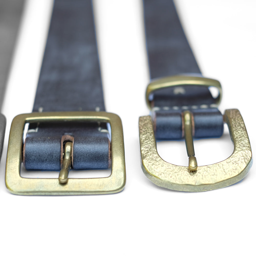 Hollows Leather - Black Buckle Double Prong Rail Belt - Black Bridle Leather