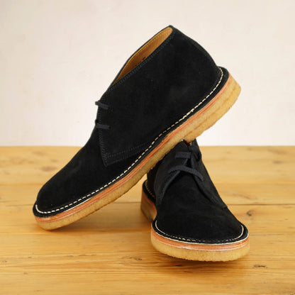 John Lofgren Desert Boots - Black Japanese Suede
