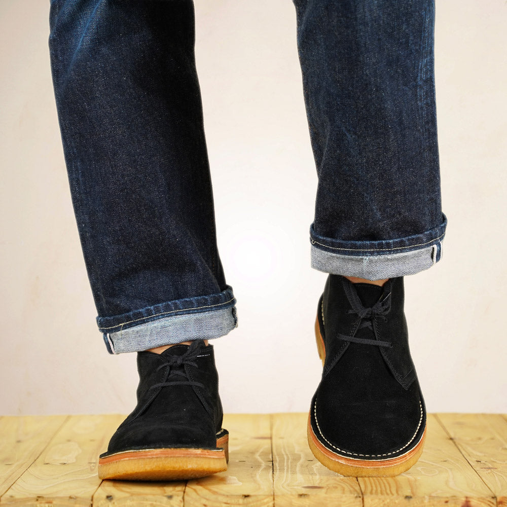 John Lofgren Desert Boots - Black Japanese Suede