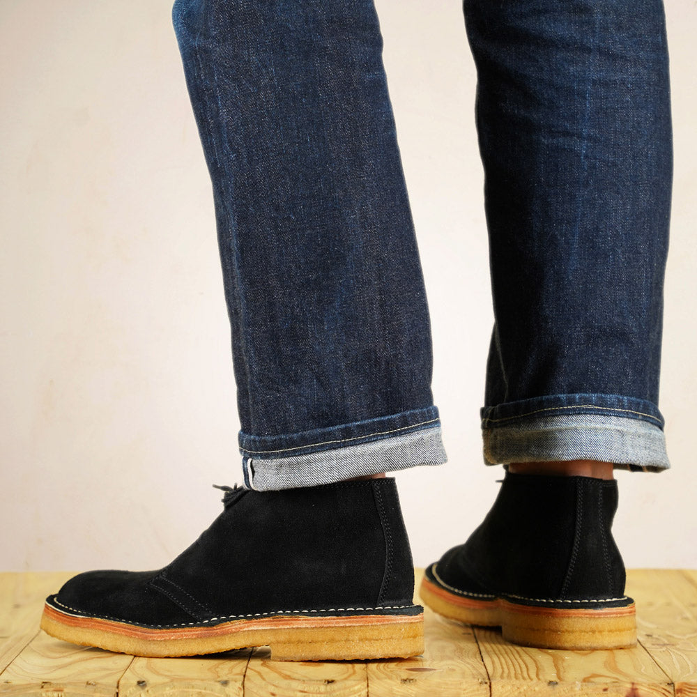 John Lofgren Desert Boots - Black Japanese Suede
