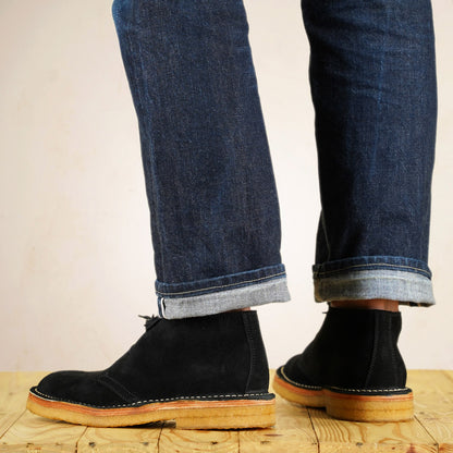 John Lofgren Desert Boots - Black Japanese Suede